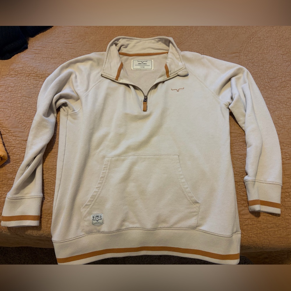 Kimes Ranch Cream Zip-Up Sweater with Tan Details